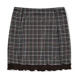 チェリーパターンメッシュミニスカート / CHERRY PATTERN MESH MINI SKIRT [BROWN]