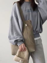 コーデュロイシンプルラインバッグ (khaki gray)