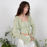 ラッフルスリーブボレロカーディガン / RUFFLE SLEEVE BOLERO CARDIGAN - GREEN