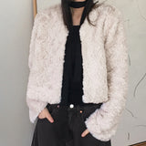 Lilt round no-collar fur jacket