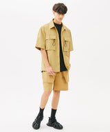 TWO POCKET STRING HALF SHIRTS (BLACK) (6585203851382)