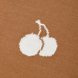キルシーミドルチェリーハイネックニット／UNI MIDDLE WHITE CHERRY ROUND KNIT SHIRT KA [BROWN] (6597396267126)