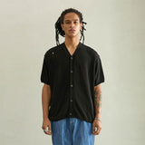 ダメージハーフスリーブカーディガン/DAMAGE HALF SLEEVE CARDIGAN (BLACK)