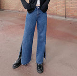 ワイドフィットスリットデニムパンツ/WIDE FIT SLIT MEDIUM BLUE DENIM PANTS [16634]