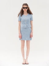 スージーツイードミニスカート/SUZY TWEED MINI SKIRT_BLUE