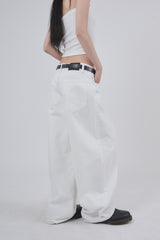 Pure white destroyed denim pants