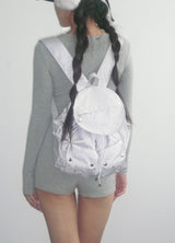 Gray round pocket backpack