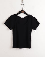 Dear Basic Ribbed Square Neck Short Sleeve T-shirt