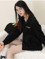 Studio fleece zip up - black (6636678152310)
