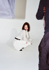 [pepe]cotton pleated wrap skirt (white)