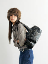 glossy ribbon duffle bag_black