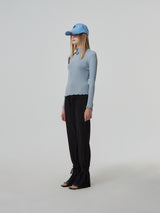 FLOWER EMBROIDERY TWO TONE LONG SLEEVE (2 COLOR) (6682310082678)