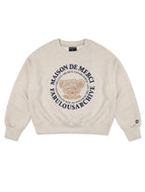 Women's Crop Bear Friends Embo Embroidery Sweatshirt OatmealNavy(FCB3TS355W)