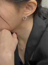 [92.5silver] ドーナッツワンタッチピアス