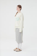 スモールチェリーミディスカート／SMALL CHERRY MIDI SKIRT [MELANGE GRAY]
