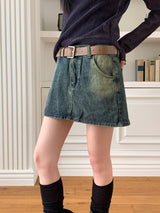 [Belt Set] Konya Y2K Washing Mini Skirt