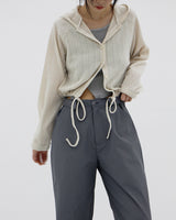 ウィットストリングフードカーディガン / Wit string hooded cardigan (3color)