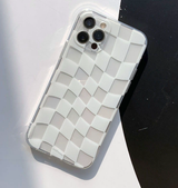 トランスペアレントチェッカーボードホワイトフォーンケース / Transparent Checkerboard White Phone Case