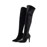 Thigh High Heel Boots(Suede Black)