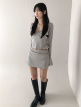 ペリーストラップシャーリング長袖Tシャツ / Perry Strap Shirring T (2color)