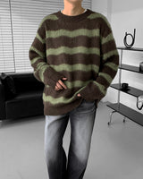 オウンウェイルストライプモヘアニットウェア/OWN Weil Striped Mo hair knitwear (2 colors)