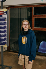 ミックスCワッペンパーカ・ネイビー［ユニセックス］/ Mix C Patch Unisex Vintage Navy Hoodie