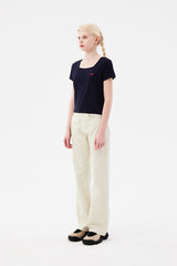 スモールチェリースクエアネッククロップTシャツ / SMALL CHERRY SQUARE NECK CROP T-SHIRT [NAVY]