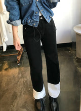 セミワイドフィットデニムパンツ/SEMI WIDE FIT BLACK+WHITE DENIM PANTS [17723]