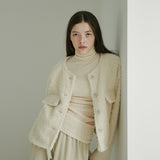 ROUND COLLARED CROP JACKET (IVORY) (6645973844086)