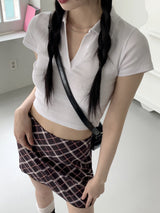 トゥーティーpkカラークロップド半袖Tシャツ / Tootie pk collar cropped short sleeve T-shirt