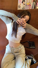 ナグランクロップドロングスリーブTシャツ/ Nagrang cropped long sleeve tee