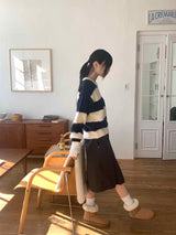 マヨウールストライプアンゴラセミクロップニット