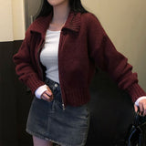[BELLIDE MADE] Solid Standard Semi-Crop Knit Zip-Up