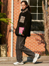 (JP-21705) LEOPARD FLEECE JUMPER BLACK (6605060472950)