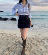 [Bellide made/2 size/Included Underpants] Saltie Non-fade Pocket Cargo Raw Denim Skirt