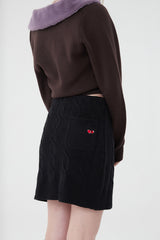 スモールチェリーボタンニットスカート／SMALL CHERRY BUTTON KNIT SKIRT [BLACK]