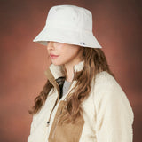 Herringbone label bucket hat WHITE