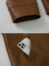 [SHOPPERMADE] ハーフレザージャケット (2color)