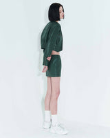 フォーレザーローライズミニスカート / Faux-Leather Low Rise Mini Skirt _ Green