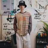 HUKミックスストライプL/SL Tシャツ[2カラー］