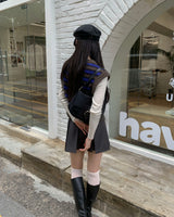 Tie pleated skirt