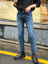 LMN Odd Hidden Banding Slim Denim Pants (blue)