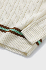 ブラウンCワッペン ミントラインVネックニット・アイボリー［ユニセックス］/ Brown C Patch Mint Line Ivory Unisex V-Neck 