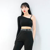 チェーンオフショルダークロップT/TOP(7002) Chain Off Shoulder Crop Tee