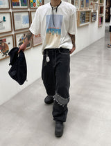ウェーブワイドワイドブラックデニムパンツ/No.9609 wave widewide black denim PT
