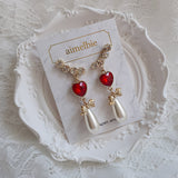 ハートラブウィングイヤリング / Red Heart Love Wing Earring