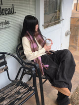 コーイングブラシチェックロングマフラースカーフ