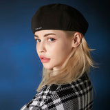 embroidery newsboy cap BLACK