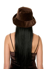 RIBBON VELVET HAT / BROWN