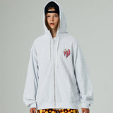 ハートプリンティングフードジップアップ/HEART PRINTING HOOD ZIP-UP-WHITE MELANGE